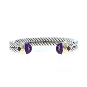 David Yurman Renaissance Amethyst Rhodolite Garnet Cuff Bracelet 5 3/4" - 925